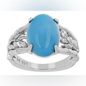 Blue sleeping beauty turquoise rhodium/ silver ring